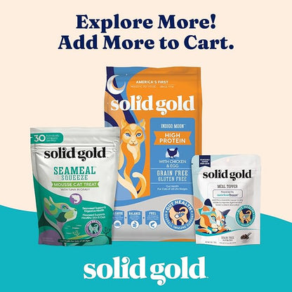 Solid Gold Bone Broth Cat Food Topper - Limited Ingredient Lickable Cat Broth Pouches w/Chicken Protein Shreds &amp; Collagen for Hydration &amp; Gut Support - Easy to Serve Gravy for Cats Meal Topper - 12ct