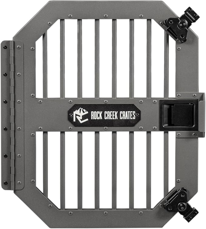 ROCK CREEK CRATES Collapsible Dog Crate: Meticulously Engineered, Durable Aluminum Construction, Non Slip Feet | 10 Year Warranty | Ideal for Indoor &amp; Vehicle Use (Gray, 30 Inch)