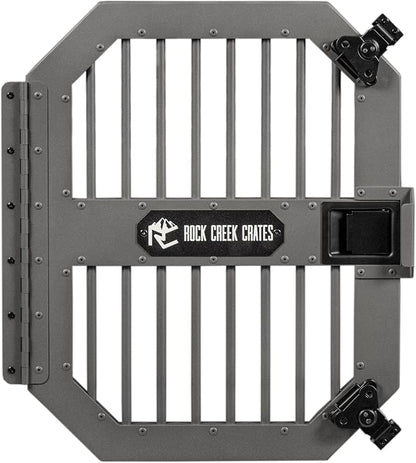 ROCK CREEK CRATES Collapsible Dog Crate: Meticulously Engineered, Durable Aluminum Construction, Non Slip Feet | 10 Year Warranty | Ideal for Indoor &amp; Vehicle Use (Gray, 30 Inch)