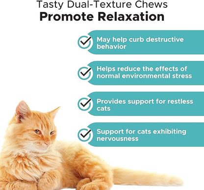 Calming Chews for Cats - Cat Anxiety Relief + Helps Reduce Stress - Behavioral Support &amp; Promotes Relaxation for Travel, Boarding, Vet Visits, Separation Anxiety - Chicken (30-Day Supply)