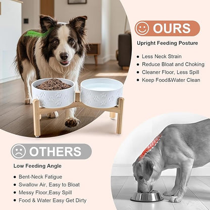 SPUNKYJUNKY Elevated Dog Bowls Ceramic, 7.3&