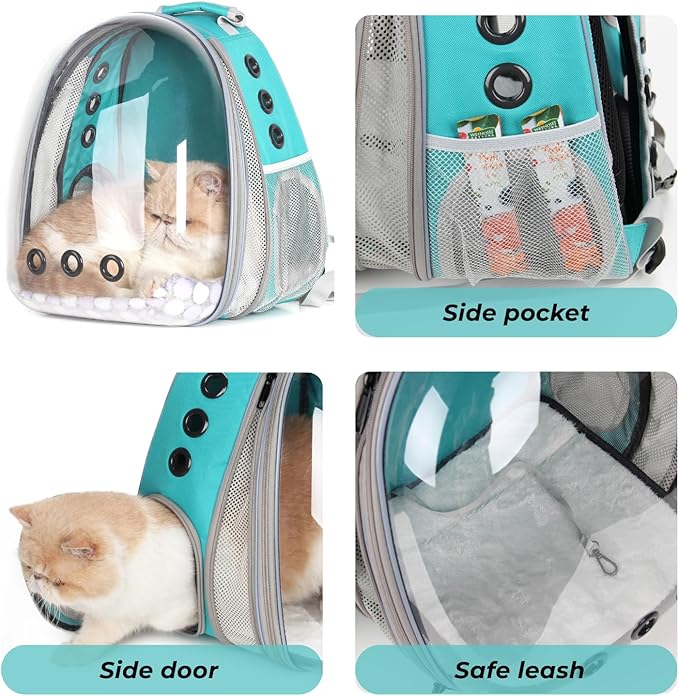 Lollimeow Cat Carrier Backpack, Bubble Expandable Backpack Carrier, Pets and Small Dogs,Airline-Approved, Designed for Travel, Hiking, Walking &amp; Outdoor Use (Front Expandable-Green)