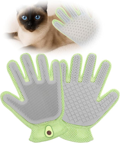 2 in 1 Pet Grooming Glove for Cats &amp; Dogs, Efficient Deshedding Brush Pet Long Short Fur Removal Glove, Gentle Massaging Puppy Kitten Bathing Grooming Brush Tool, Easy Clean Floating Hair Mitt