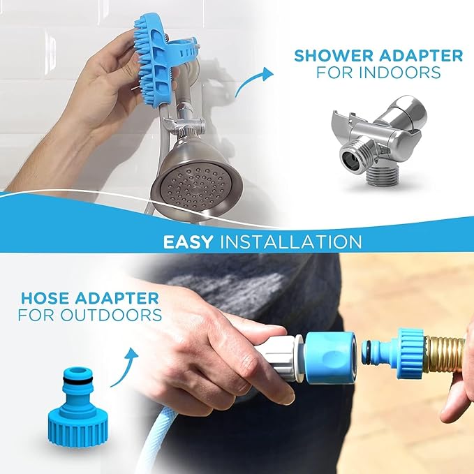 Aquapaw Dog Bath Brush Pro &amp; Dog Shower Attachment - Large Silicone Rubber - Sprayer &amp; Scrubber in One with 8ft Hose Attachment &amp; Shower Wand for Bathing - Pet Bath Supplies