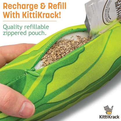 KittiVeggi 2-Pack Organic Silvervine Catnip Substitute Toys for Cats &amp; Kittens | 100% All-Natural Wild Harvested Silvervine | 2 Refillable Vegetable Kicker Cat Toys