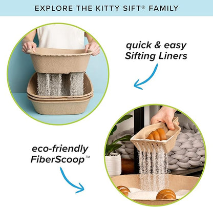Kitty Sift (6-Pack) Disposable Cat Litter Box, Sustainable, Clean - Large, 6-Pack