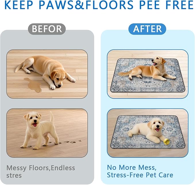 Washable Pee Pads for Dogs 2 Pack, Absorbent Reusable Puppy Pads Waterproof, Leakproof &amp; Non-Slip Whelping Pad, Potty Training Pads for Dogs Playpen Mat 24x36