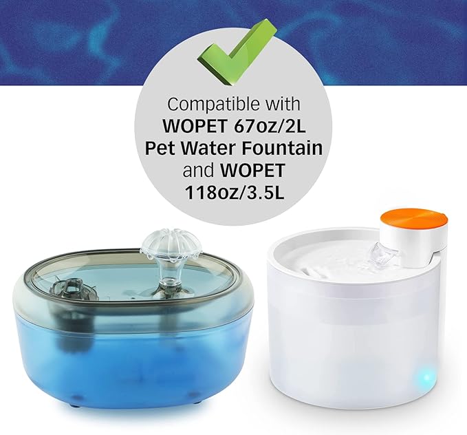 PET STANDARD Replacement Water Filter &amp; 4 Pack Replacement Pre-Filter Sponges Compatible With WOPET® 67oz/2L Automatic Pet Fountain, Pack of 10
