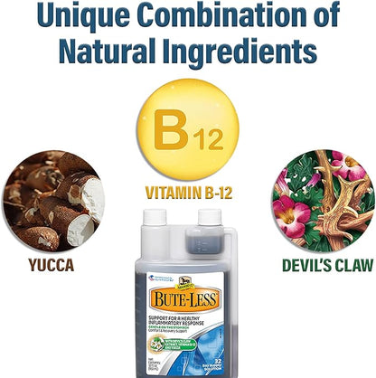 Absorbine Bute-Less Long-Term Horse Comfort &amp; Recovery Supplement Solution, Gentle on Stomach, Devil&