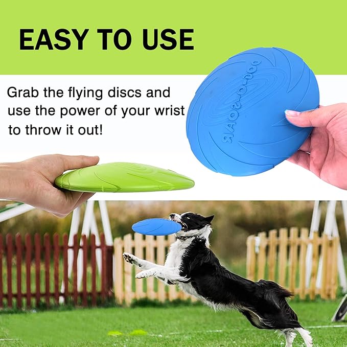 Dog Flying Disc, 2 Pack Dog Flyer Toys, Soft Rubber Interactive Lightweight Flying Disc Dog Toy for Small Large Dogs - Floats in Water &amp; Safe on Teeth, 7.2 inch.
