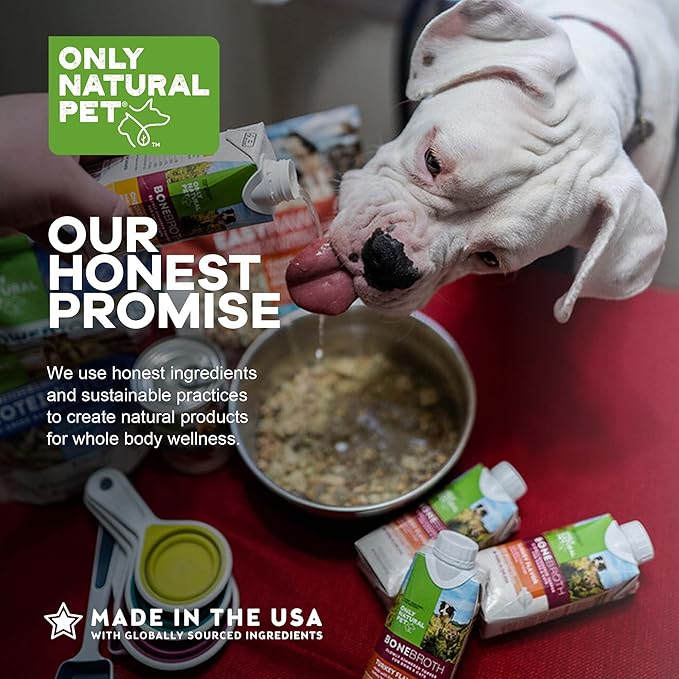 Only Natural Pet Bone Broth Turkey Flavor Dog &amp; Cat Meal Topper, 100% Human-Grade Slow-Simmered, Free-Range for Dry Food or to Hydrate Dehydrated Food - (2-Pack / 11.16 oz Each)