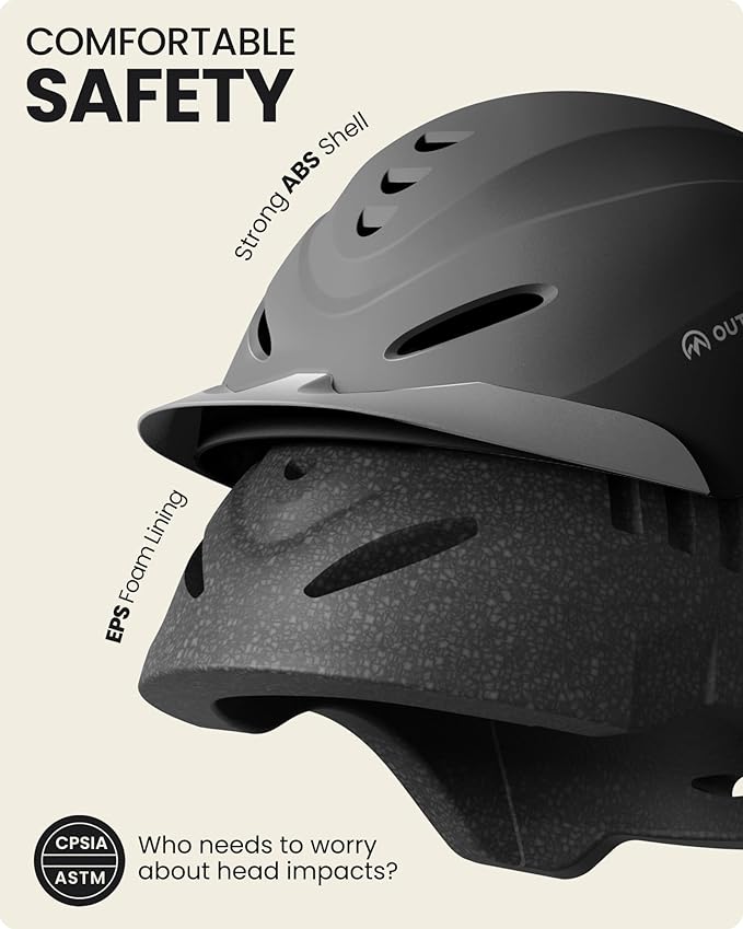 OutdoorMaster Equestrian Helmet, Horse Riding Helmet with Sun Visor and Excellent Ventilation, Adjustable Safe Helmet for Men, Women &amp; Youth