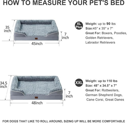 WNPETHOME Dog Beds for Large Sized Dogs, Washable Orthopedic Dog Couch Sofa Bed with Waterproof Lining &amp; Non-Skid Bottom for Pet Sleeping