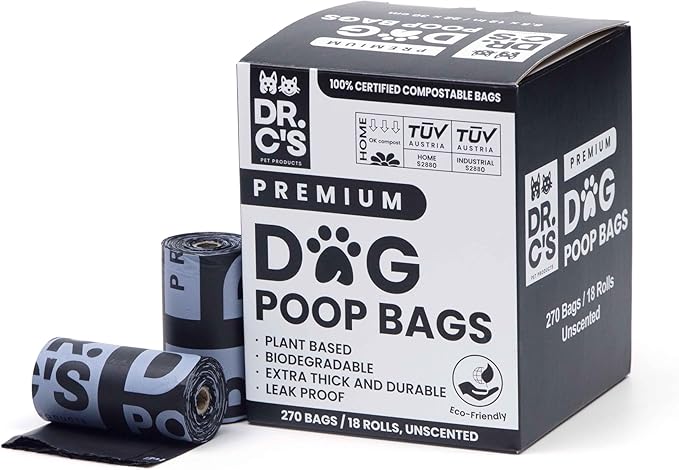 100% Certified Compostable Dog Poop Bags - Dr. C&