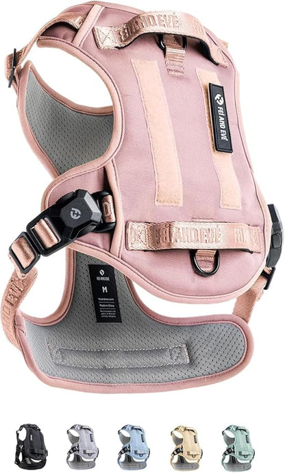 2025 New Edition, Fei &amp; Eve MagEase Dog Harness - 3-Second Magnetic Buckles | 3-Point No-Pull Control | Heavy-Duty 900D Nylon | Dual Safety Handles | Breathable Mesh | Adjustable Fit | X-Large, Pink