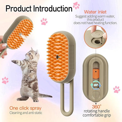 Steam Pet Brush, Steaming Cat Brush, 2025 New 3 in 1 Pet Steam Groomer Brushes, Lifweb-E-Comb,Massaging and Cleaning Hair Removal Multifunctional for Cats and Dogs.(Orange 1Pcs)