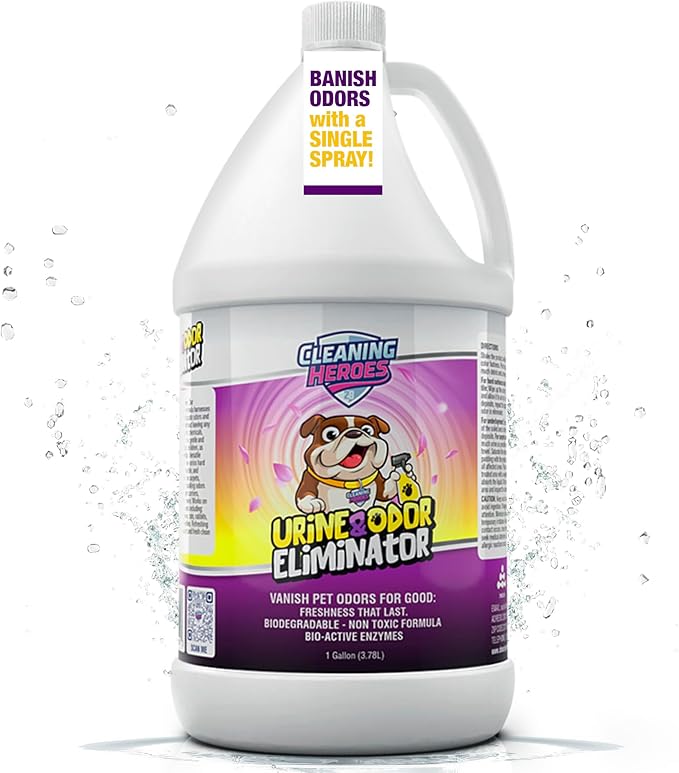 Pet Carpet Cleaner &amp; Urine Odor Eliminator for Strong Odor - 128oz Enzyme Cleaning Spray for Cat &amp; Dog Pee - Spot Cleaner for Carpet Upholstery, Marble, Tile, Wood - Carpet Deodorizer