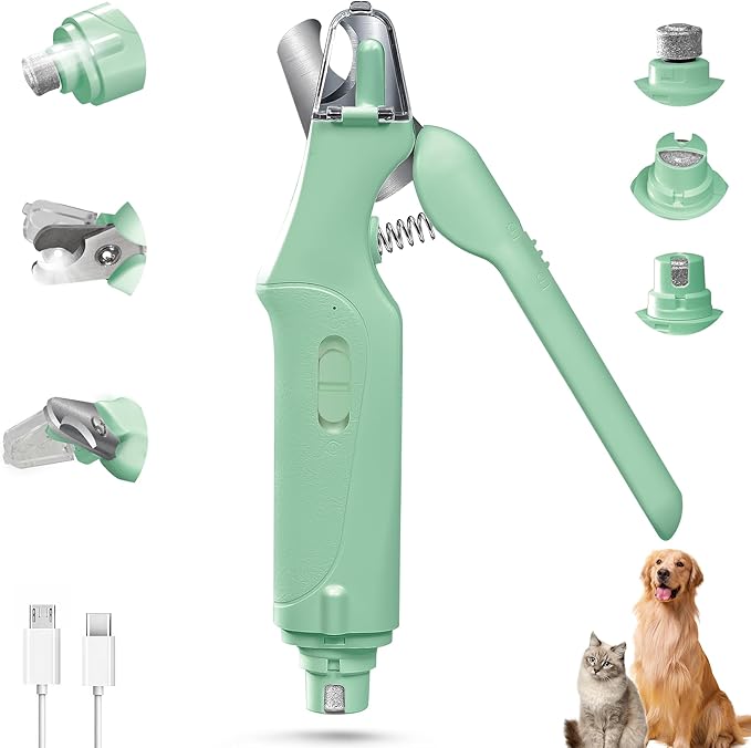 2 in 1 Dog Nail Clippers &amp; Cat Nail Clippers Trimmers for Large Medium Small Dogs Cats Claw Trimmer Quick Sensor and Safety Guard USB Rechargeable with 2 LED Lights Dogs Nail Trimmer