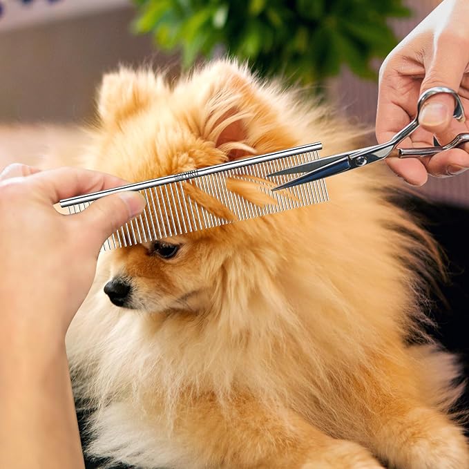 YIRU Dog Cat Grooming Combs,Large Steel Comb for Knots,Mats &amp; Loose Hair Removal,Professional Grooming Comb for Dogs Cats