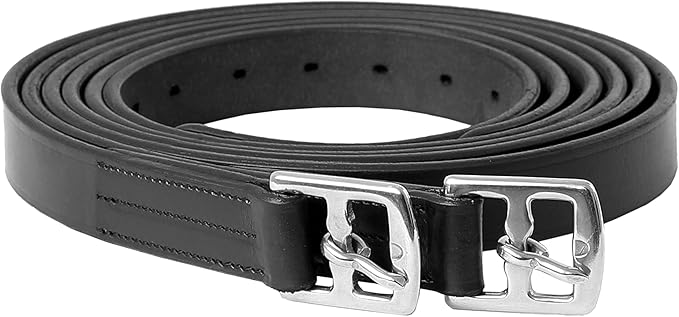 Exion Pre-Stretched Leather Stirrup Leathers for English Saddles | Premium Vegetable-Tanned Non-Stretch Stirrups for Jumping, Dressage &amp; Schooling | 18-Hole Numbered Adjustment &amp; SS Buckles