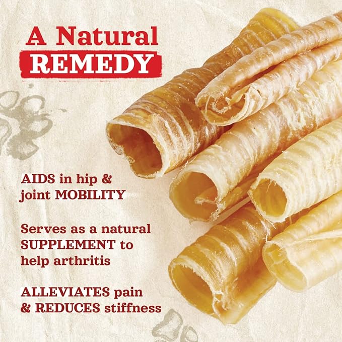 Natural Farm Beef Trachea for Dogs (6 Inch, 6 Pack)- 100% Beef,Odor Free Trachea Dog Chews- Glucosamine &amp; Chondroitin for Joint &amp; Hip Mobility, Bone Strength- Low-Fat Crunchy &amp; Crispy- for All Dogs
