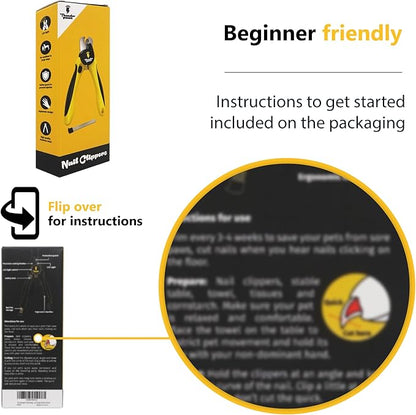 LED Dog Nail Clippers with Light, Trimmers with Protective Guard, Quick Sensor, Safety Lock and Nail File - Suitable for Large and Small Dogs &amp; Cats (Yellow, LED)
