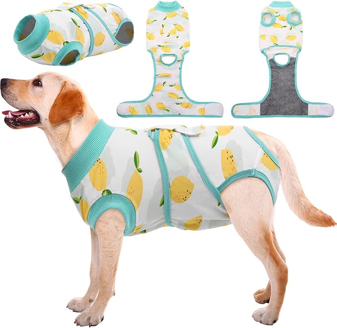Kuoser Recovery Suit for Dogs Cats After Surgery, Professional Pet Recovery Shirt Dog Abdominal Wounds Bandages, Substitute E-Collar &amp; Cone,Prevent Licking Dog Onesies Pet Surgery Recovery Suit