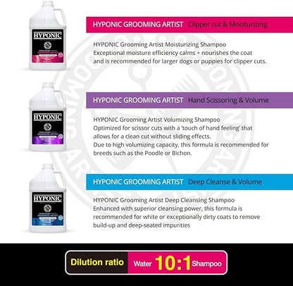 HYPONIC Grooming Artist Shampoo - Hypoallergenic Pet Shampoo for Groomers (Deep Cleanse &amp; Volume (1 GAL))