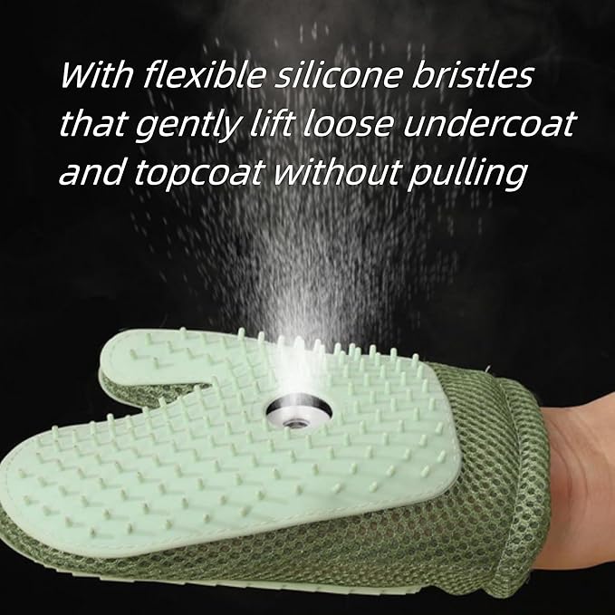 Pet Hair Remover Glove, All-in-One Grooming Mist Glove for Pets, Upgrade Efficient Pet Hair Remover Electrostatic Gloves Grooming Spray Comb, Gentle Deshedding Efficient for Dogs &amp; Cats (Green)