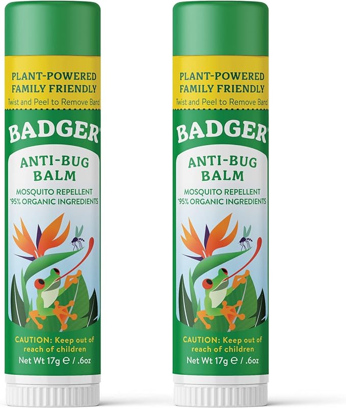 Badger Bug Repellent, Easy to Use Travel Stick, DEET-Free Mosquito Repellent &amp; Insect Protection, Certified Organic Essential Oil Balm