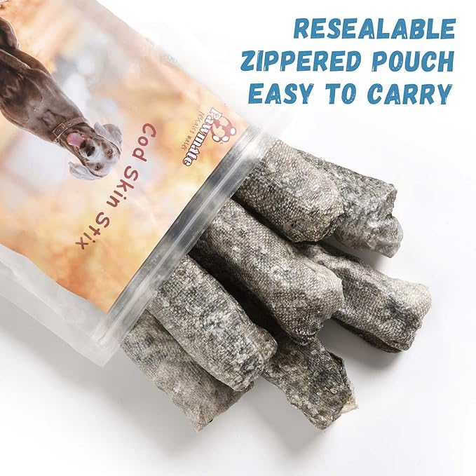 Dog Treats Natural Cod Skin Rolls, Rawhide-Free Chewy Fish Skin Dog Chews, One-Ingredient Healthy Training Treats Rich in Omega3 &amp; Protein, 10.6 oz