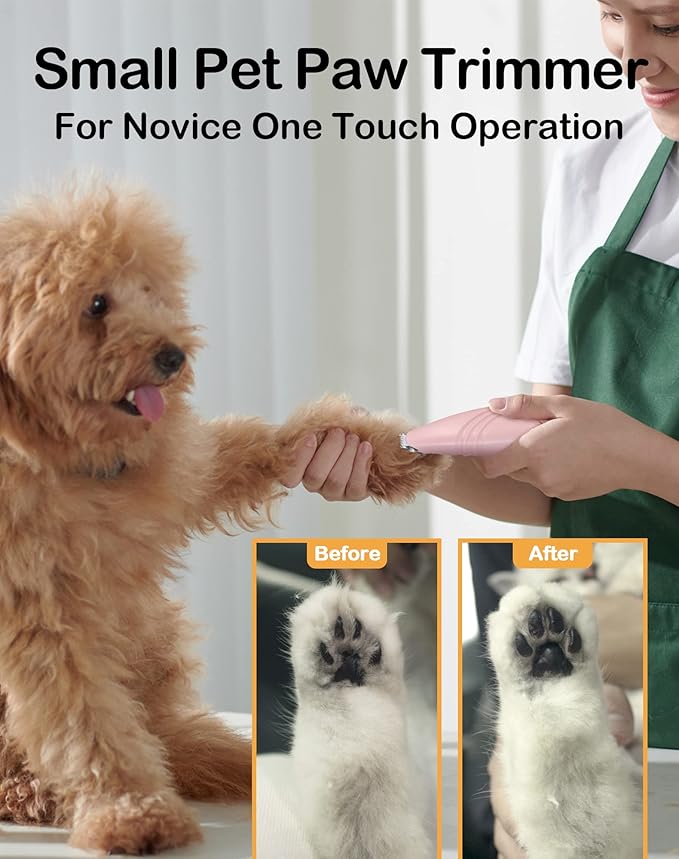 LEYOUFU Dog Paw Trimmer for Grooming, Cordless Electric Small Pet Grooming Clippers Hair Trimmer for Dogs Cats, Low Noise for Trimming Pet&