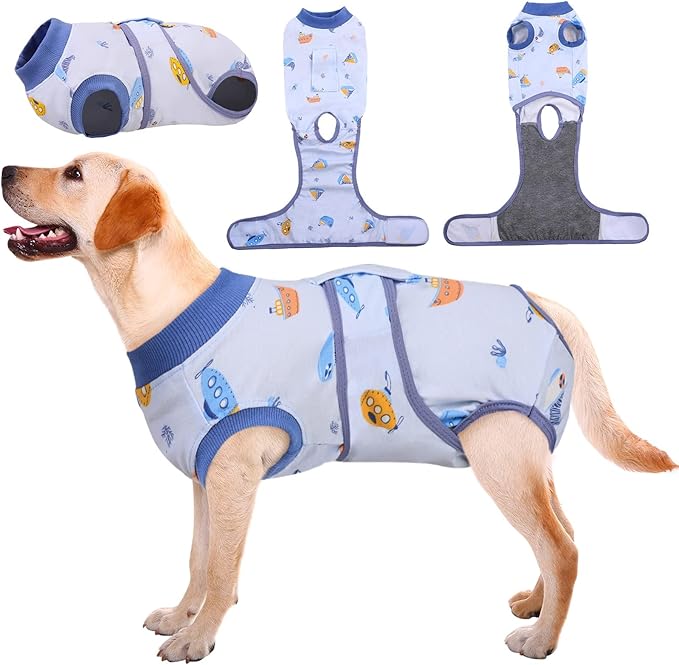 Kuoser Recovery Suit for Dogs Cats After Surgery, Professional Pet Recovery Shirt Dog Abdominal Wounds Bandages, Substitute E-Collar &amp; Cone,Prevent Licking Dog Onesies Pet Surgery Recovery Suit