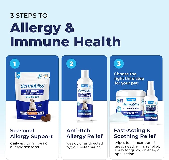 Vetnique Dermabliss Anti Itch Spray for Dogs &amp; Cats with Hydrocortisone for Allergies and Immediate Dog Itching Skin Relief - Fragrance Free with Soothing Oat Extract (4oz)
