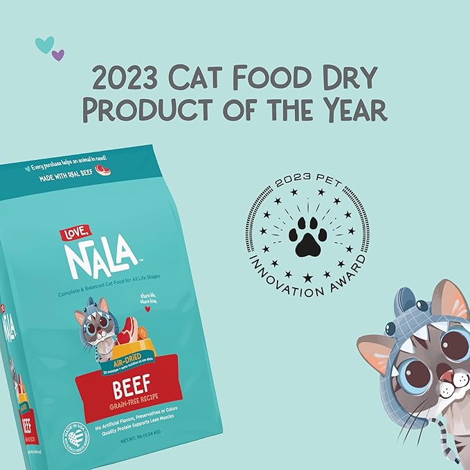 LOVE, NALA - Beef Air Dried Cat Food - Award Winning - Made in USA - Complete &amp; Balanced Cat Food for All Life Stages- 1 Bag - 1 lb.