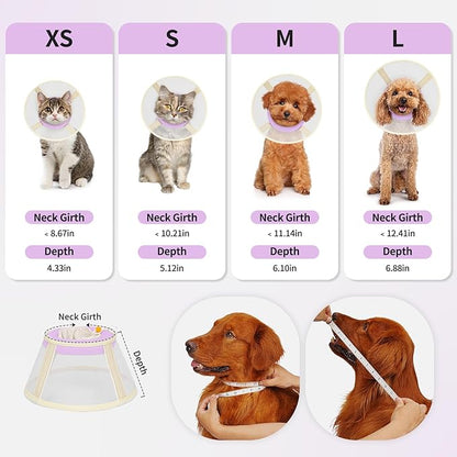 Soft Dog Cone Collar to Stop Licking-Adjustable Comfortable Mesh Recovery Collar After Surgery for Small Miniature Dogs, Alternative to Plastic Elizabethan Collars for Neuter Incision Care (Purple,L)