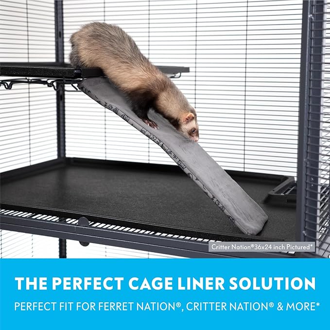 Paw Inspired Fleece Liners for Ferret Nation, Critter Nation Cage Ramp for Ferrets, Rats, Chinchillas, Hedgehogs &amp; Other Small Animals (Gray, Ramp Cover - 3 Pack)