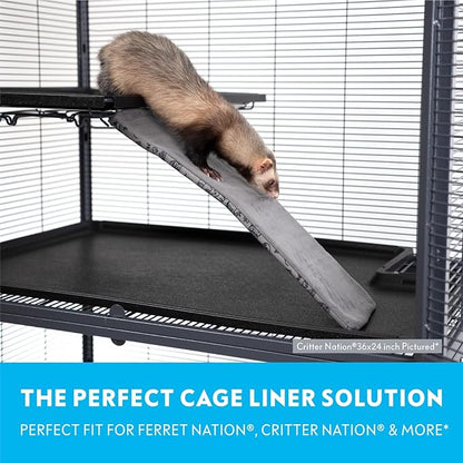 Paw Inspired Fleece Liners for Ferret Nation, Critter Nation Cage Ramp for Ferrets, Rats, Chinchillas, Hedgehogs &amp; Other Small Animals (Gray, Ramp Cover - 3 Pack)