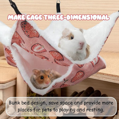 LYART Guinea Pig Rat Ferret Hammock &amp; Warm Bed - Small Pet Hideout Tunnel Cave Hanging Bunkbed - Sugar Glider Squirrel (1.Hammock &amp; Corner Tunnel)