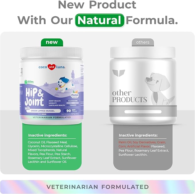 Hip and Joint Supplement for Dogs - with Glucosamine, Green Lipped Mussel, Turmeric, Chondroitin, Fish Oil, MSM and Yucca Schidigera for Dog Joint Relief &amp; Mobility.