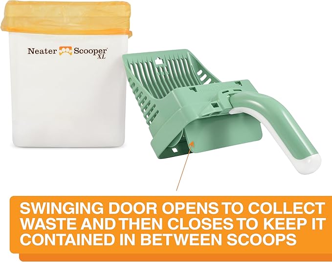 Neater Pet Brands Neater Scooper XL Cat Litter Scoop, 15 Refill Bags – Extra-Large Capacity Mess-Free Cat Litter Scooper with Bag for Large &amp; Multiple Cats, Spill-Proof Litter Box Scooper with Holder