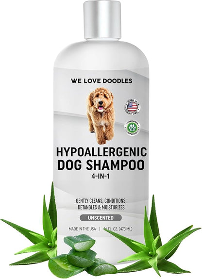 Hypoallergenic Dog Shampoo, Conditioner, and Detangler | Made in USA | Eco-Friendly Ingredients | Shampoo for Dogs with Sensitive Skin &amp; Allergies | 16 OZ [We Love Doodles]
