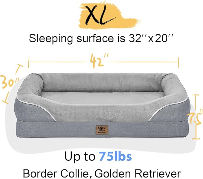 Orthopedic Removable Large Dog Bed -XL Large Dog Bed with Washable Cover and Removable Bolsters Non-Slip Bottom &amp; Waterproof Pet Bed Sofa