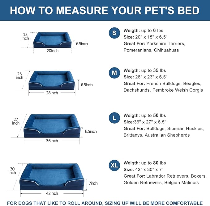 WNPETHOME Dog Beds for Large Sized Dogs, Washable Orthopedic Dog Couch Sofa Bed with Waterproof Lining &amp; Non-Skid Bottom for Pet Sleeping