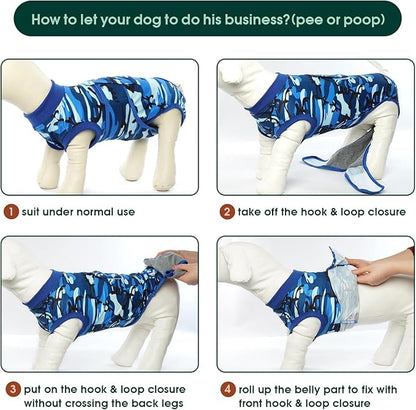 Kuoser Recovery Suit for Dogs Cats After Surgery, Professional Pet Recovery Shirt Dog Abdominal Wounds Bandages, Substitute E-Collar &amp; Cone,Prevent Licking Dog Onesies Pet Surgery Recovery Suit