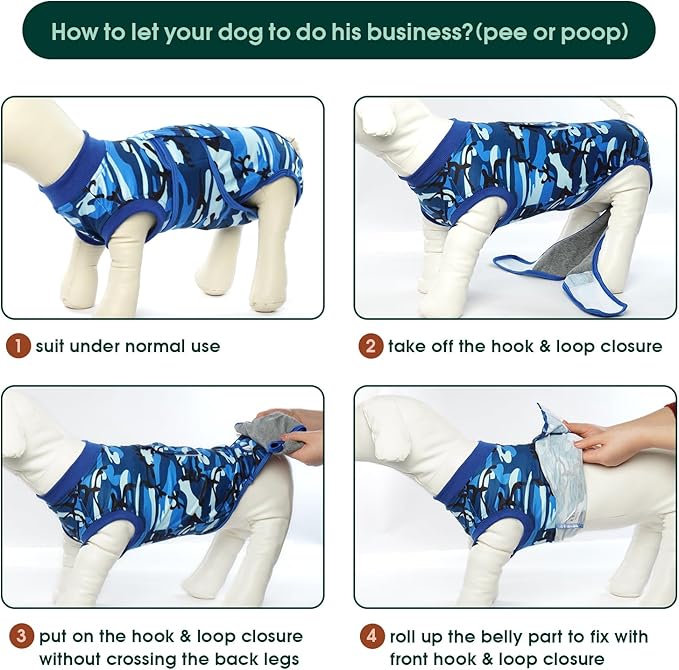 Kuoser Recovery Suit for Dogs Cats After Surgery, Professional Pet Recovery Shirt Dog Abdominal Wounds Bandages, Substitute E-Collar &amp; Cone,Prevent Licking Dog Onesies Pet Surgery Recovery Suit