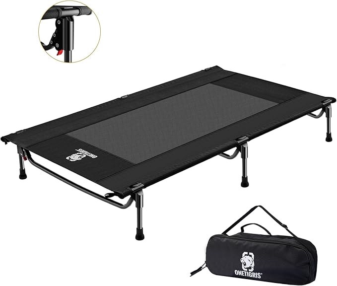 ONETIGRIS Elevated Dog Bed, Outdoor Dog Cod Large Raised Dogs Bed with Chew Proof Mesh, No-Slip Portable Dogs Cot Bed for Indoor &amp; Outdoor Portable