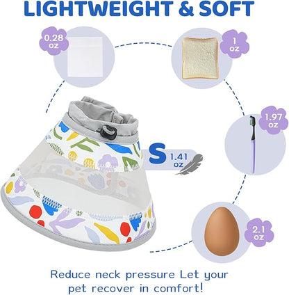 Breathable Air Mesh Cat Cone Collar Soft to Stop Licking, Adjustable, Foldable Lightweight Kitten Cones After Surgery Recovery for Cats &amp; Kittens (Flower,S)