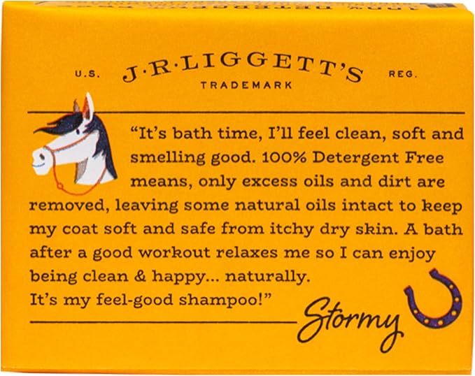 JR Liggett’s Botanical Horse Shampoo Bar for Sensitive Skin - 100% Detergent Free, Non-GMO &amp; Biodegradable - Deep-Cleansing, Hypoallergenic Formula for Healthy Skin, Mane &amp; Tail - 3.5 oz Bar