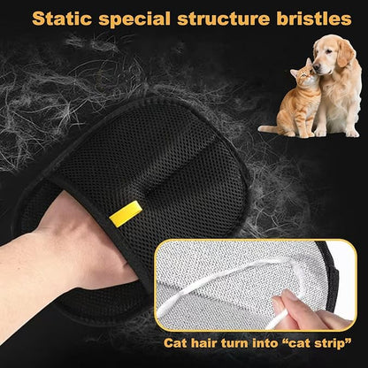 2 Pack Pet Hair Removal Gloves for Cats &amp; Dogs,2025 Electrostatic Pet Hair Removal Gloves for Bedding,Reusable &amp; Washable Efficient Grooming Gloves for Clothing,Furniture,Carpet,Car Seat,Pet Grooming